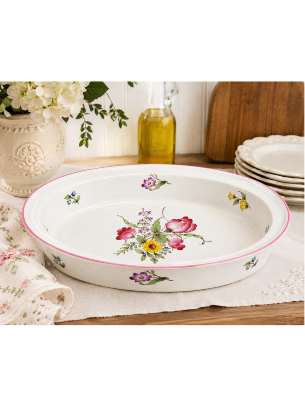 Spode Marlborough Sprays Oval Baking Dish Floral Oven to Table England Vintage